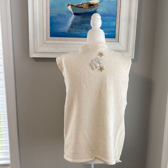 Bobbie Brooks Vintage Cream Angel Cloud Sweater Vest Large - Picture 6 of 13